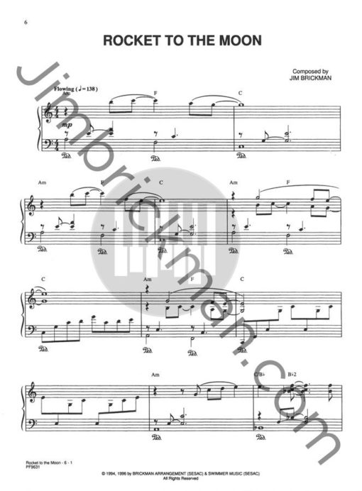 No Words "Rocket To The Moon" sheet music