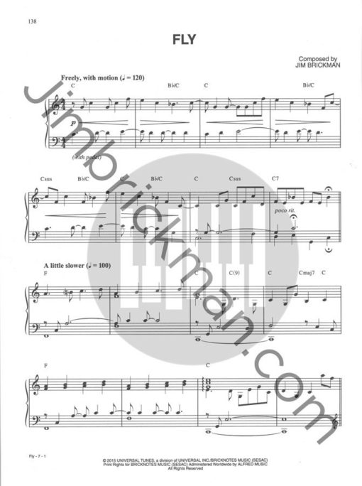 The Jim Brickman Collection Words & Music Songbook Fly Sheet Music